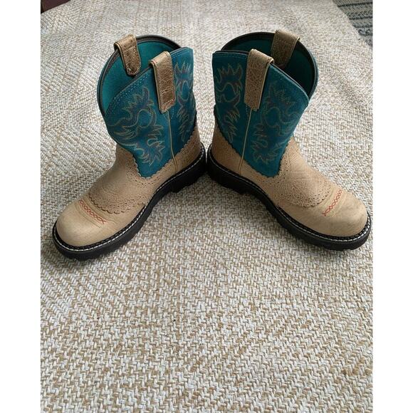 Ariat Heritage Stockman Women’s Teal Tan Western Cowgirl Work Boots Size 7B - Picture 1 of 11